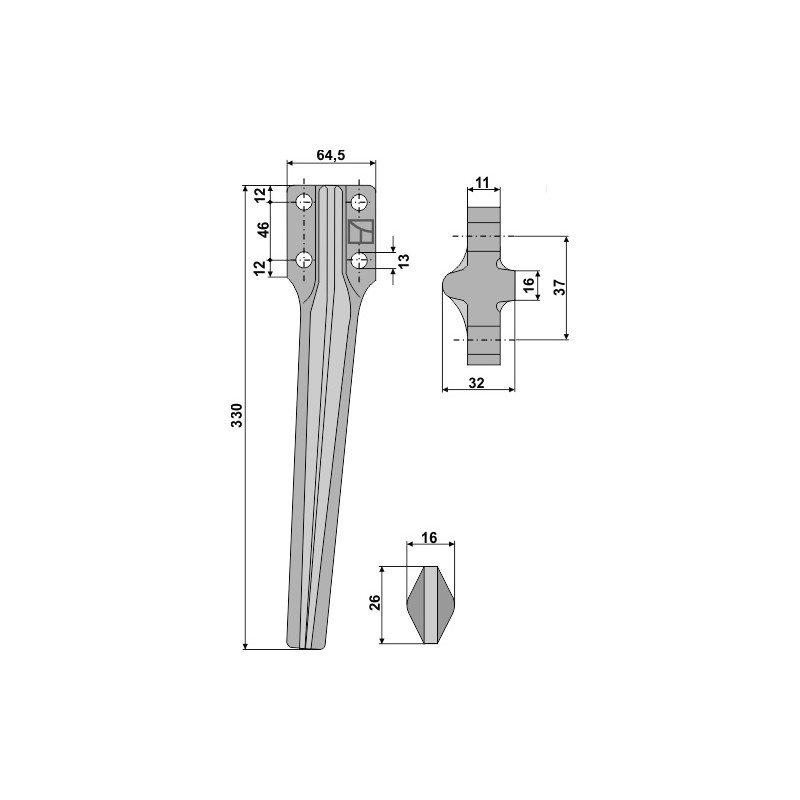 Dent pour herses rotatives, modèle droit - Eberhardt - 300334