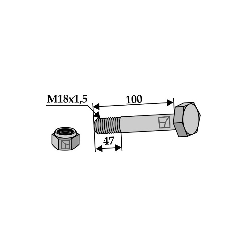 Boulon avec écrou frein - M18x1,5 - 10.9 - Alpego - C00837