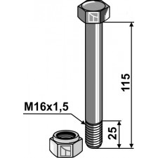 Boulon avec écrou frein - M16x1,5 - 8.8 - Noremat - Schraube: 1.48.107 - Mutter: 1.22.615