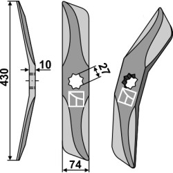 Couteau de herses à bêches rotatives en acier au bore, droite - Sampo