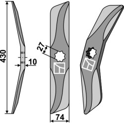 Couteau de herses à bêches rotatives en acier au bore, gauche - Sampo