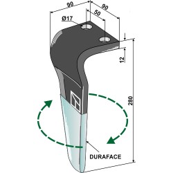 Dent pour herses rotatives (DURAFACE) - modèle droit - Maschio / Gaspardo - 38100226