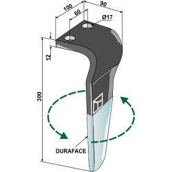 Dent pour herses rotatives (DURAFACE) - modèle gauche - Maschio / Gaspardo - M36100224