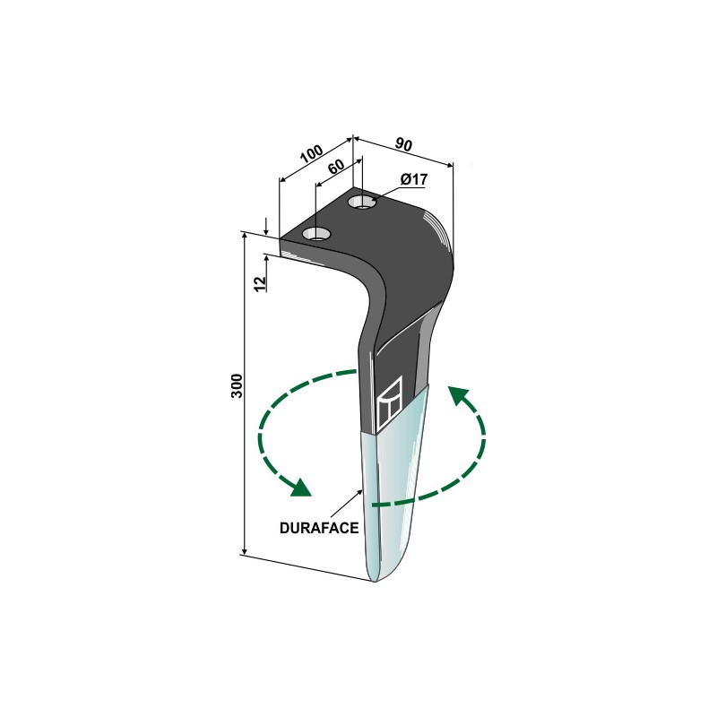 Dent pour herses rotatives (DURAFACE) - modèle gauche - Maschio / Gaspardo - M36100224