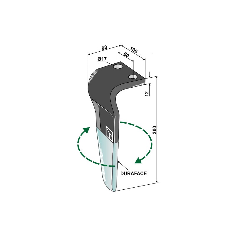 Dent pour herses rotatives (DURAFACE) - modèle droit - Maschio / Gaspardo - M36100223