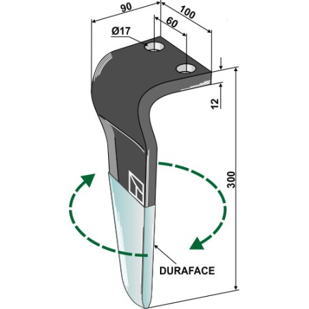 Dent pour herses rotatives (DURAFACE) - modèle droit - Maschio / Gaspardo - M36100223