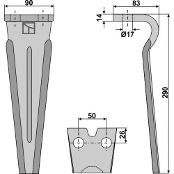 Dent pour herses rotatives 290mm - Forigo-Roteritalia - RLM58001