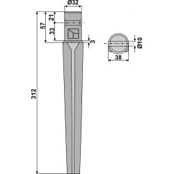 Dent pour herses rotatives 312mm - Ceccato