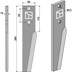 Dent pour herses rotatives 290mm - Breviglieri - 0033054 (T25)