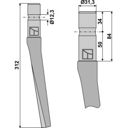 Dent pour herses rotatives - Feraboli - 7A46026