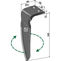Dent pour herses rotatives 300mm, droit - Vigolo