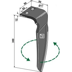 Dent pour herses rotatives 300mm, gauche - Vigolo