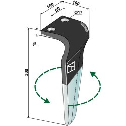Dent pour herses rotatives (DURAFACE), gauche - Maschio / Gaspardo - M36100216RMPC