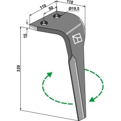 Dent pour herses rotatives, droit - Maletti - E030146