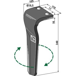 Dent pour herses rotatives 340mm, droit - Dowdeswell - 820380