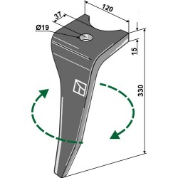 Dent pour herse rotative 330mm, droit - Amazone - 967495
