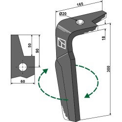 Dent pour herse rotative 300mm, droit - Amazone - 965779