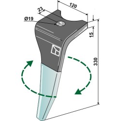 Dent pour herses rotatives (DURAFACE) 330mm, droit - Amazone - 6170300
