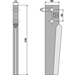 Dent pour herses rotatives 350mm, droit - Breviglieri