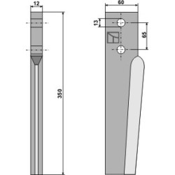 Dent pour herses rotatives 350mm, gauche - Breviglieri