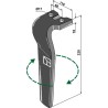 Dent pour herses rotatives 320mm, droit - Kuhn - 525.394.00 - 525.604.00