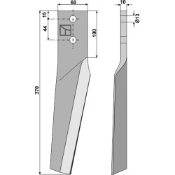 Dent pour herses rotatives 370mm, gauche - Maschio / Gaspardo