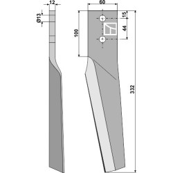 Dent pour herses rotatives 332mm, droit - Maschio / Gaspardo - 10100225
