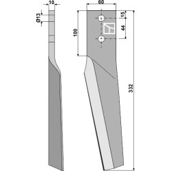 Dent pour herses rotatives 332mm, droit - Dondi - 6226031