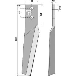 Dent pour herses rotatives 332mm, gauche - Dondi - 6226041