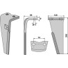 Dent pour herses rotatives 295mm, gauche - Niemeyer - 034577