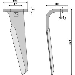 Dent pour herses rotatives 300mm, gauche - Celli - 6226041