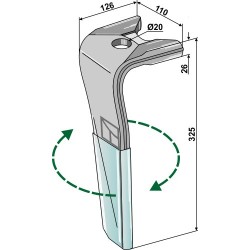 Dent pour herses rotatives (DURAFACE) 325mm, droit - Kuhn - 52597410