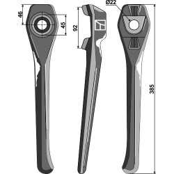 Dent pour herses rotatives 385mm, droit - Lely - 1.1699.0125.0