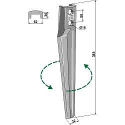 Dent pour herses rotatives 385mm, gauche - Eberhardt - 301897