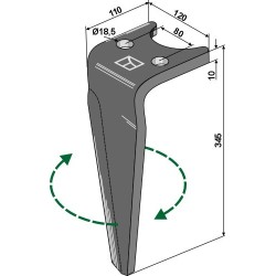 Dent pour herse rotative 345mm, droit - Amazone - 6802400