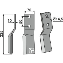 Dent rotative 225x70mm, gauche - Vigolo