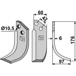 Couteau 176x60mm, droit - Valpadana - 4RM-180