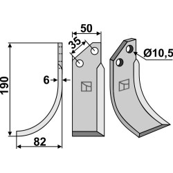Couteau 190x50mm, gauche - Valpadana - VMC 15 / 103744