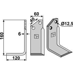 Couteau 160x60mm, gauche - Tortella - 2985556