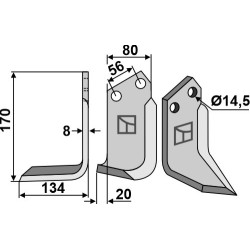 Couteau 170x80mm, gauche - Tortella - 2985216