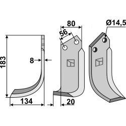Couteau 183x80mm, gauche - Tortella - 2985206