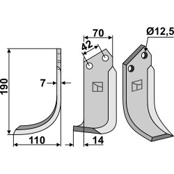 Couteau 190x70mm, gauche - Tortella - 2985602