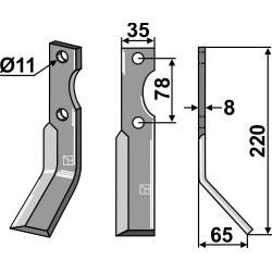 Dent rotative 220x35mm, droit - Simon