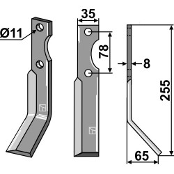 Dent rotative 255x35mm, droit - Simon
