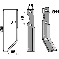 Dent rotative 255x35mm, gauche - Simon