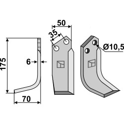 Couteau 175x50mm, gauche - S.E.P. - 140 - 206449