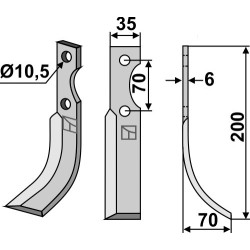 Couteau 200x35mm, droit - S.E.P. - 60-70-100 / 207843