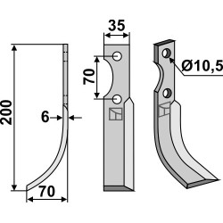 Couteau 200x35mm, gauche - S.E.P. - 60-70-100 / 207844
