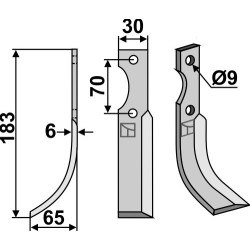 Couteau 183x30mm, gauche - S.E.P. - 35-40-50 / 209377