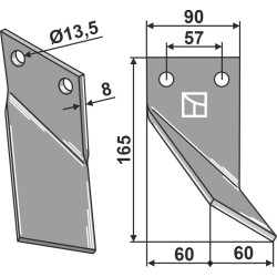 Dent rotative 210x90mm, droit - Rota Dairon - 450.1003